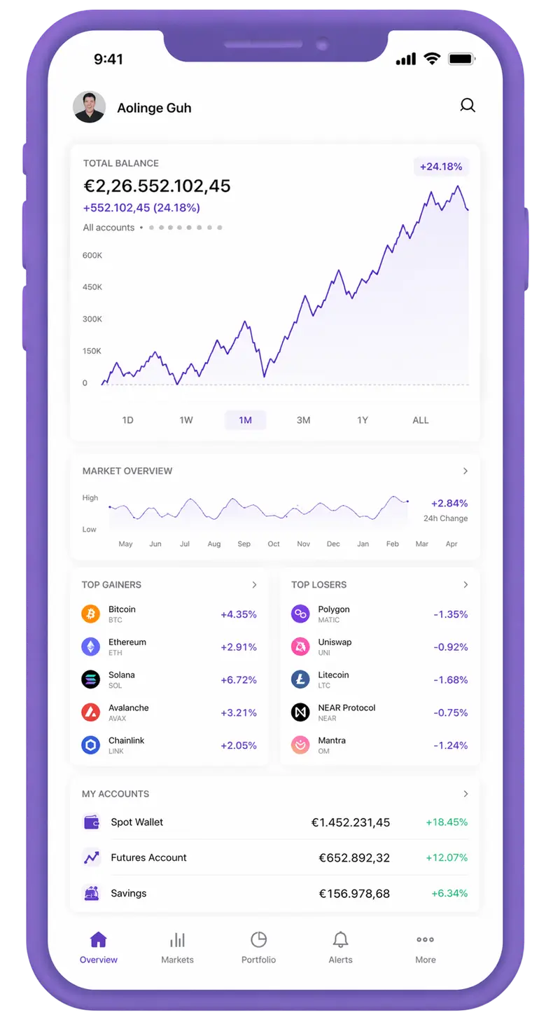 Vue mobile du portefeuille et de son suivi